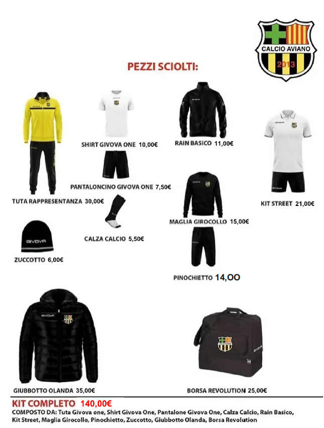 Price list — uniform kit